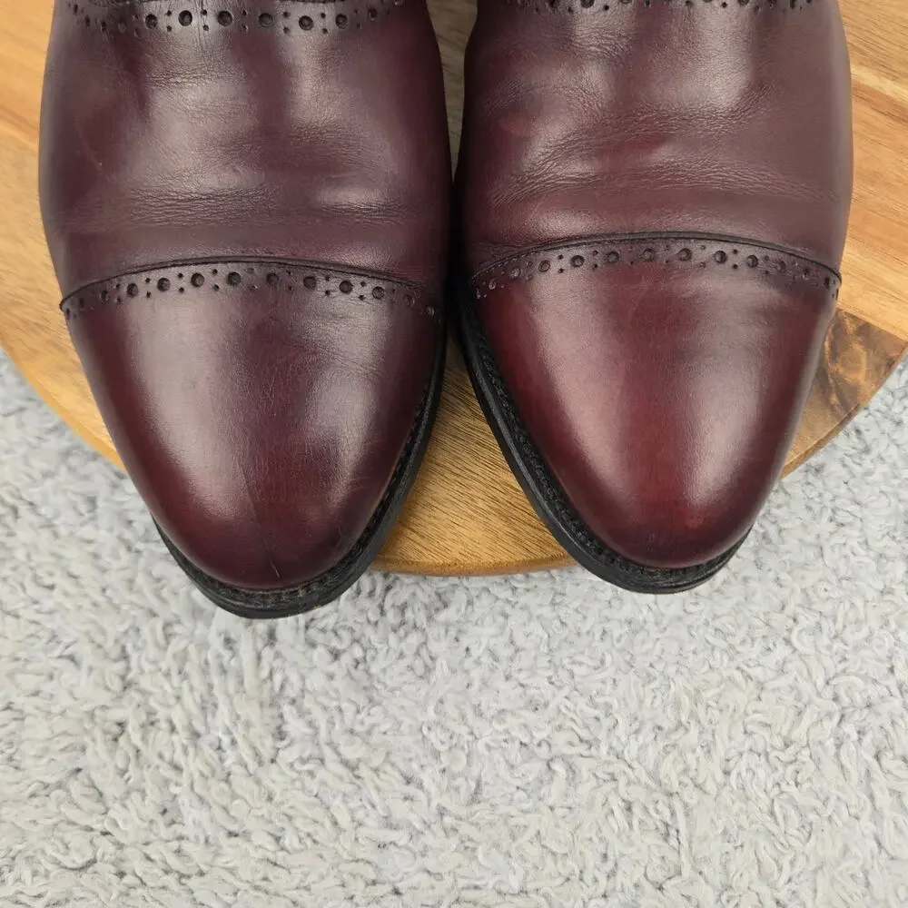 Allen Edmonds Mens 13 3E Wide Hale Oxblood Cap Toe Brogue Oxford Dress Shoe